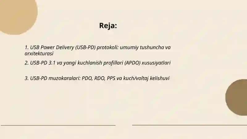 Zamonaviy zaryadlovchi qurilmalar texnalogiyalari:USB Power Deliver (USB-PD)protokoli va GaN -trazistorlardan foydalanish 2