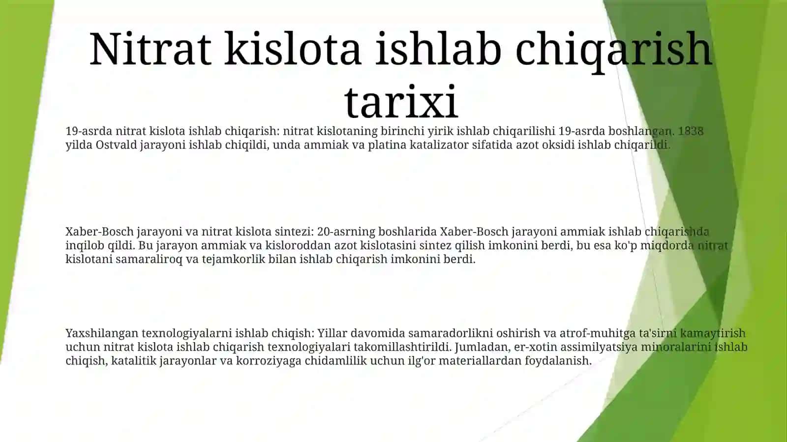 Kuchsiz Azot Kislotasi Olish Texnologiyasi 2