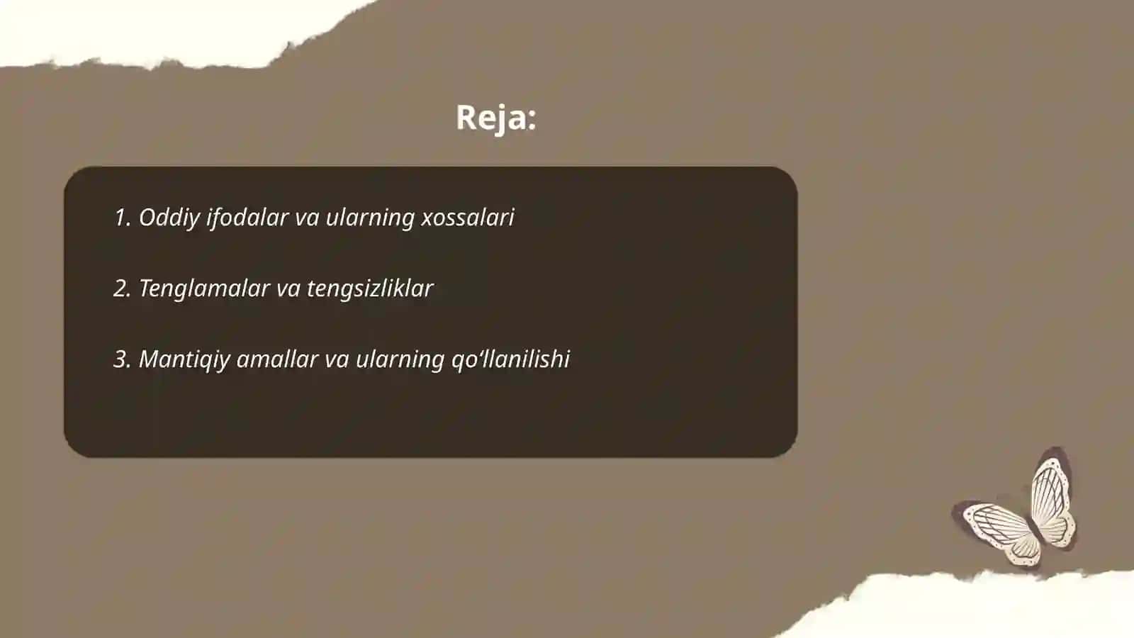 Oddiy ifodalar va ularning xossalari 2