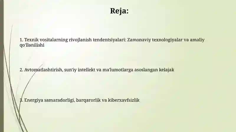 Texnik vositalarning rivojlanish tendentsiyalari 2