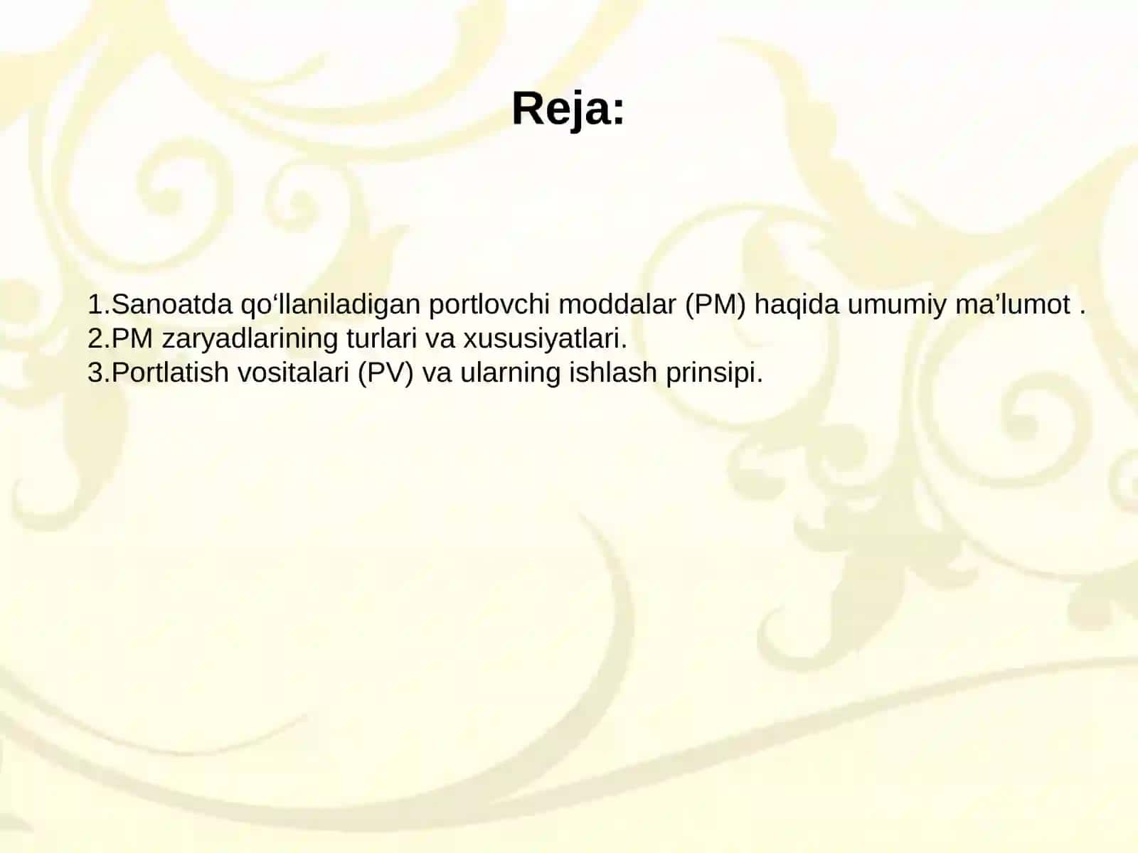 Sanoatda qo`llaniladigan PM zaryadlarini portlatish vositalari (PV) va qo`llanilish sharoitlari 2