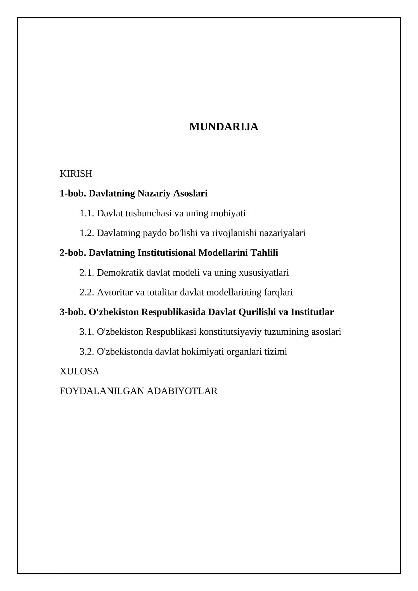 DAVLAT NAZARIYASI VA INSTITUTSIONAL MODELLARI 2