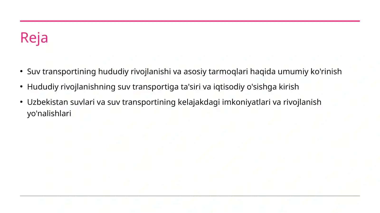 Suv transporti hududiy rivojlanishi va asosiy tarmoqlari 2