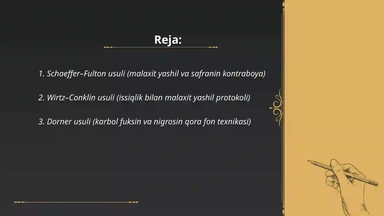 Sporalalarni bo'yash usullari 2