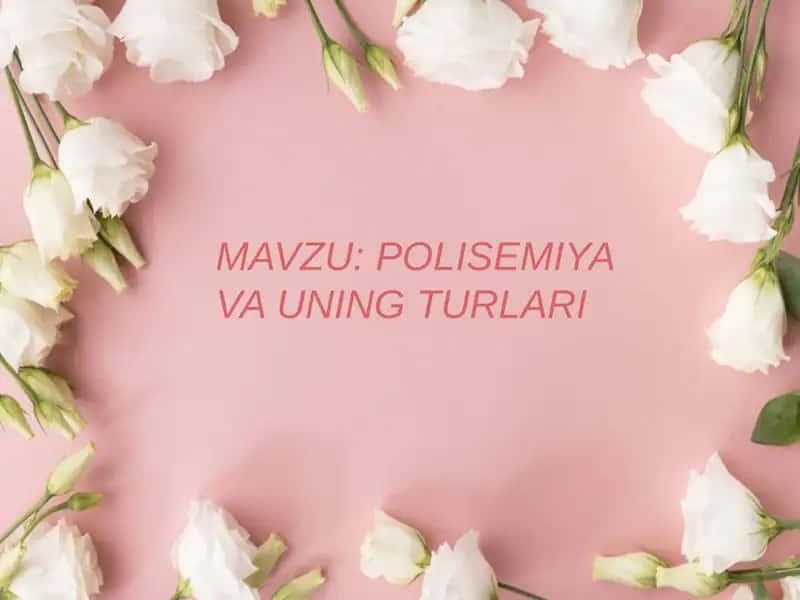 Polisemiya va uning turlari 2