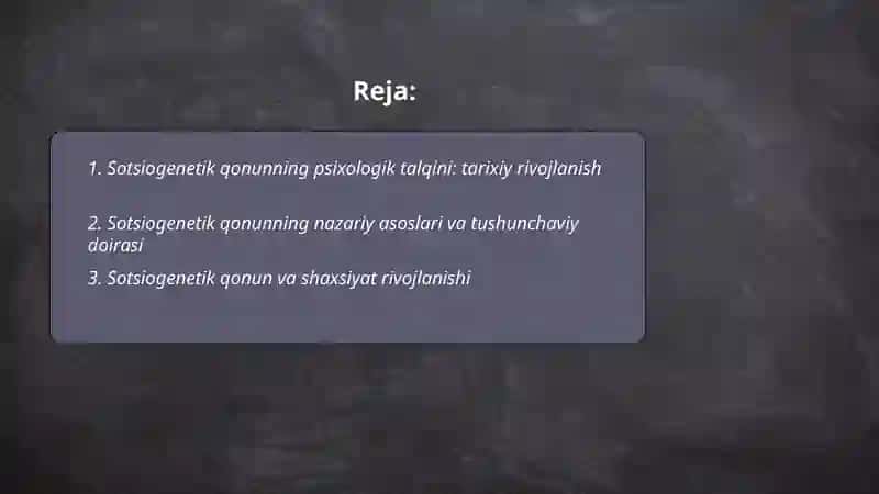 Sotsiogenetik qonunning psixologiyada talqini 2
