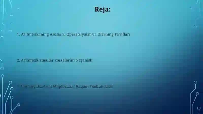 Arifmetikaning Asoslari: Operatsiyalar va Ularning Ta'riflari 2