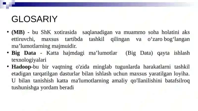 Ma’lumotlar bazalari va katta hajmdagi ma’lumotlar bilan ishlash texnologiyalari 2