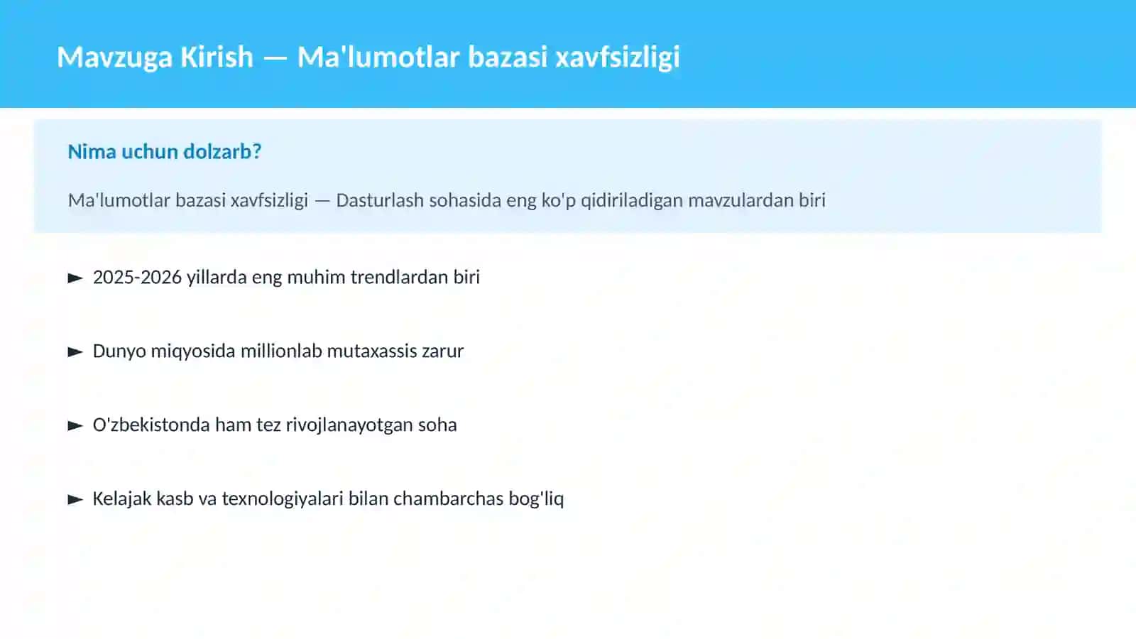 Ma'lumotlar bazasi xavfsizligi 2
