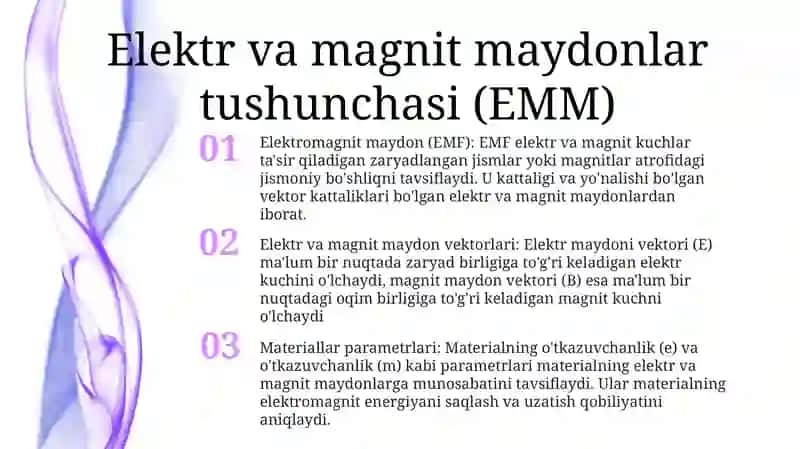 Emm Tushunchasi Va Emm Vektorlari, Muhit Parametrlari, Moddiy Tenglamalar 2