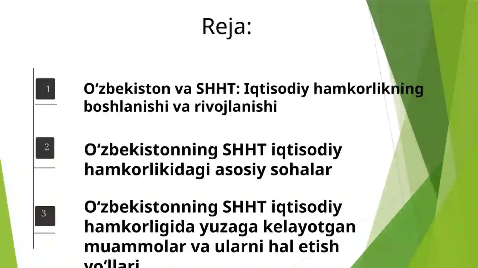 SHHT doirasidagi iqtisodiy hamkorlik: O‘zbekistonning ishtiroki 2