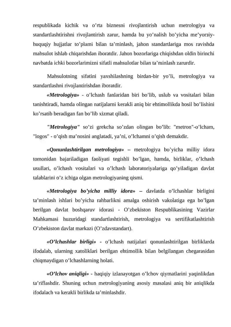 Mеtrologiya va standartlashning xalq xo’jaligidagi asosiy o’rni.doc 2