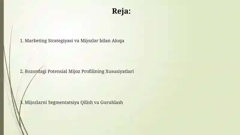 Marketing Strategiyasi va Mijozlar bilan Aloqa 2
