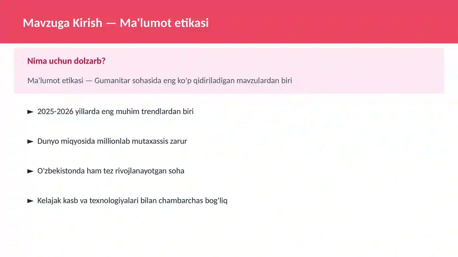 Ma'lumot etikasi 2