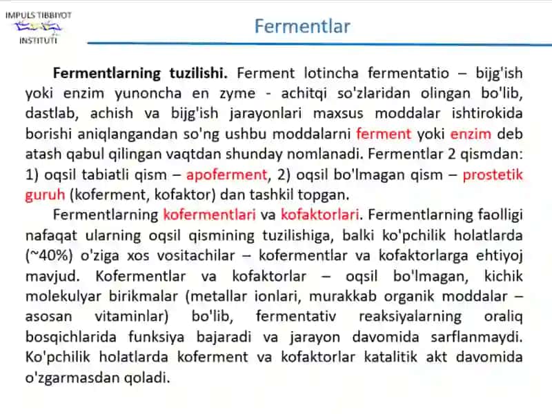 8-maruza Fermentlar 1 - PowerPoint 2