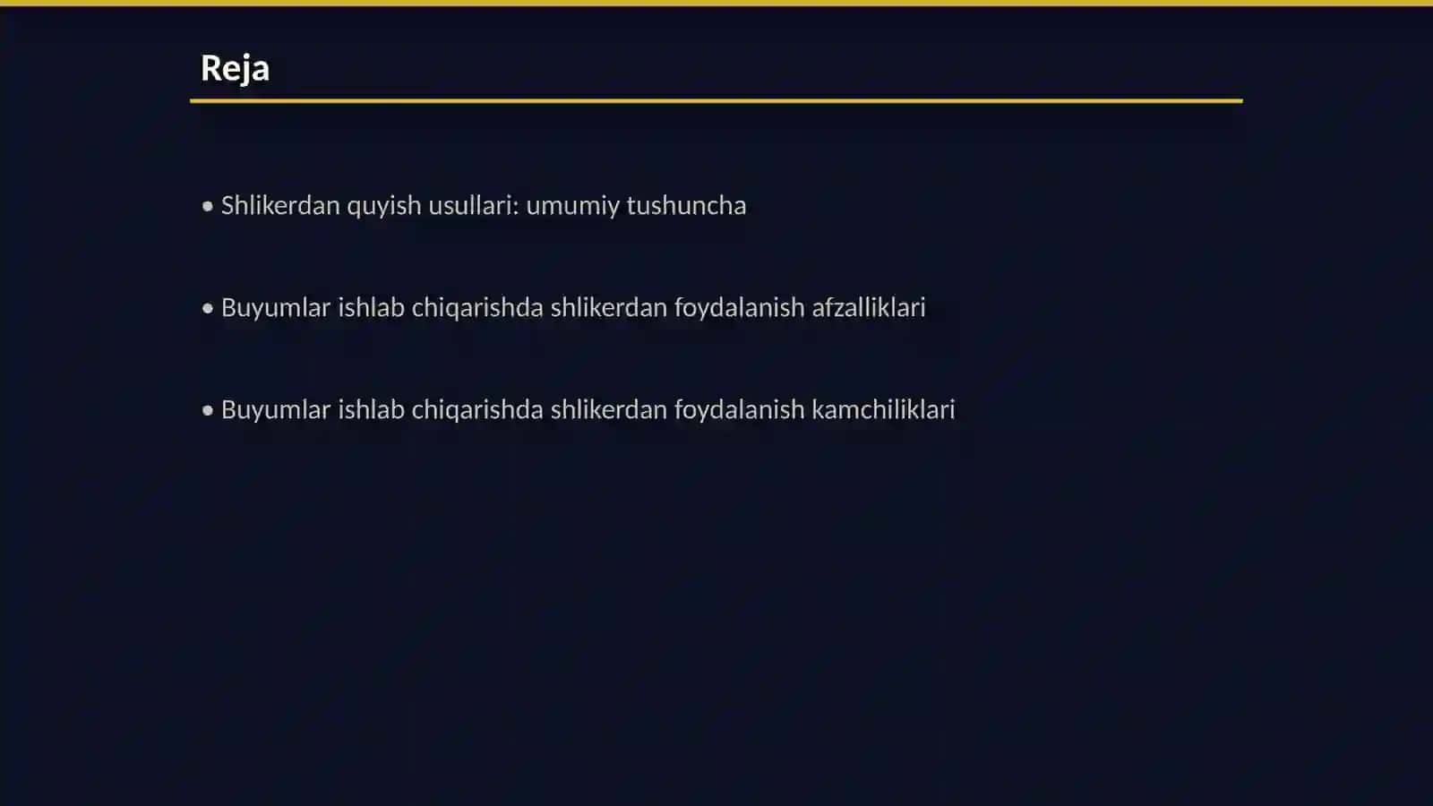 Buyumlarini shlikerdan quyish usullarining afzalliklari va kamchiliklari 2