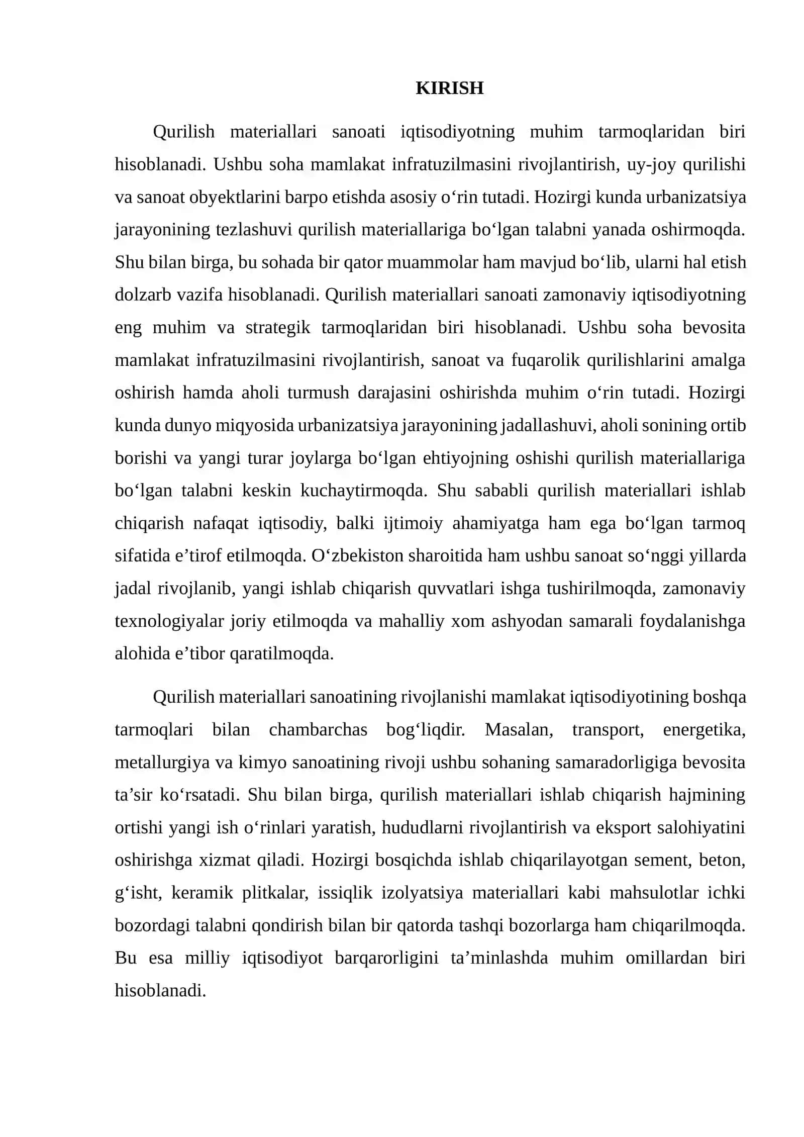 Qurilish materiallari sanoating hozirgi holati va muammlari 2