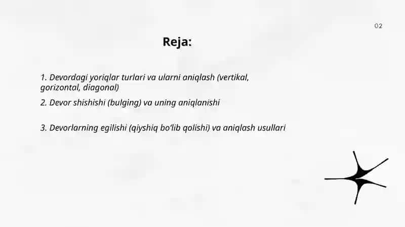 Devorlarda uchraydigan shikastlanish va deformatsiyalarni aniqlash 2