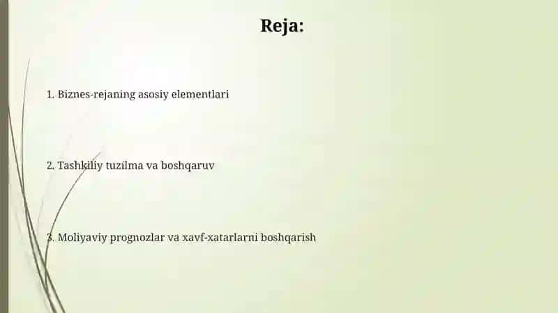 Biznesning reja va tashkiliy tuzilma 2