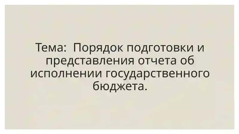 Порядок подготовки и представления отчета об исполнении государственного бюджета. 2