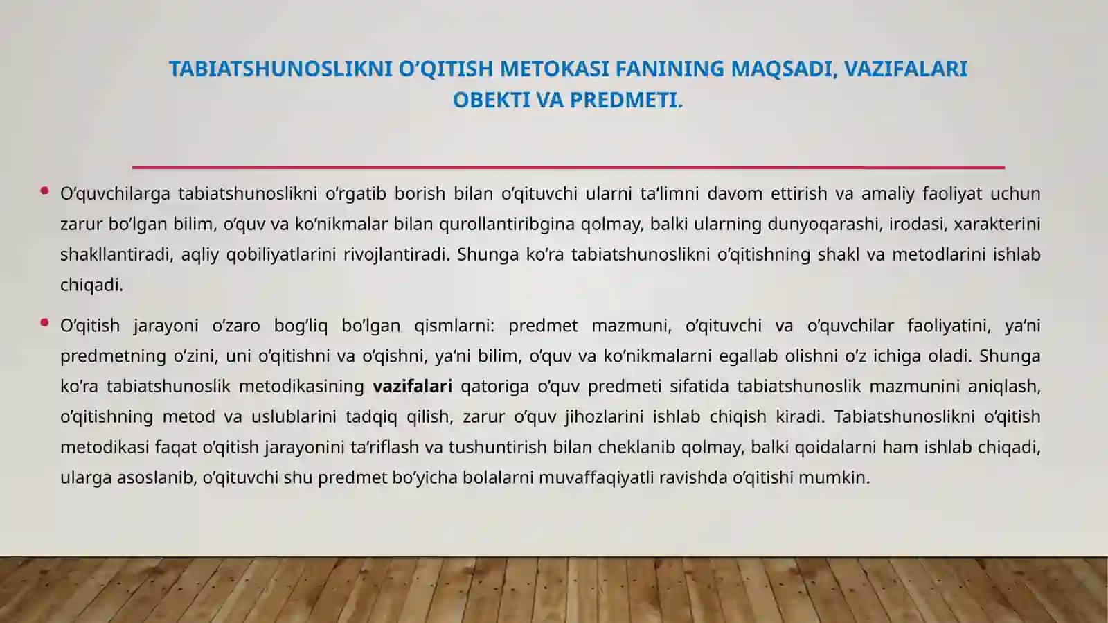 Tabiatshunoslik va tabiiy fanlar o‘qitish metodikasi 2