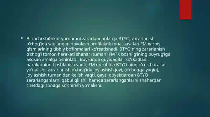 shikastlan'gano'ch o'choqlarda tibbiy yordamni tashkil qilish 2