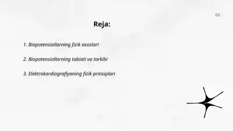 Biopotensiallarni qayta qilishning fizik asoslari.Elektrokardiografiyaning fizik asoslarini o'rganish 2