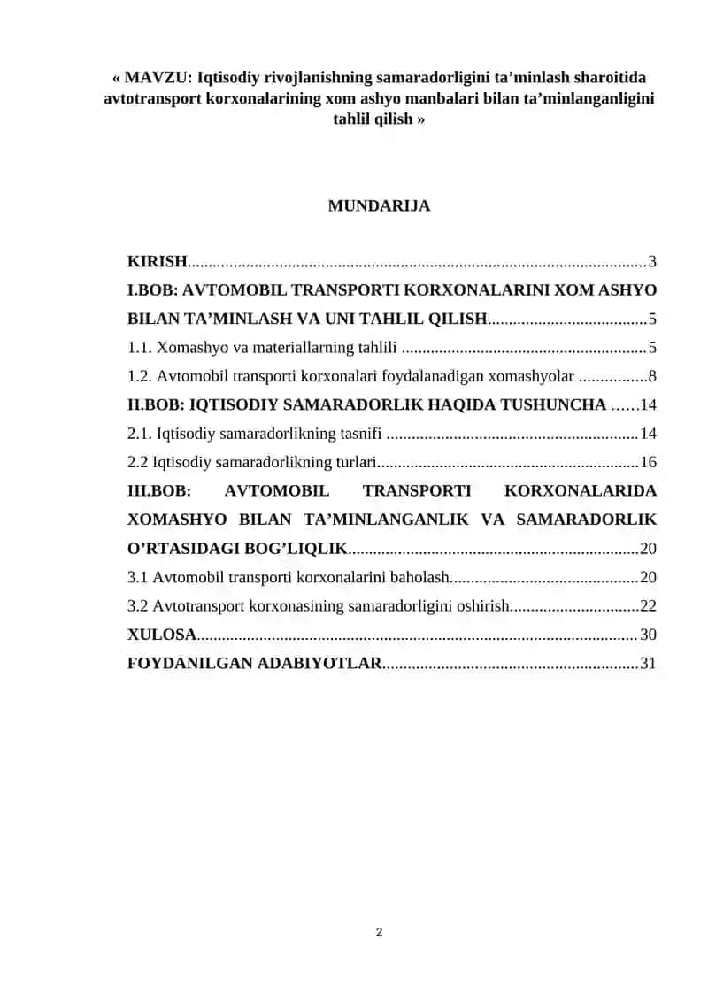 Avtomobil transporti korxonalari iqtisodiyoti 2