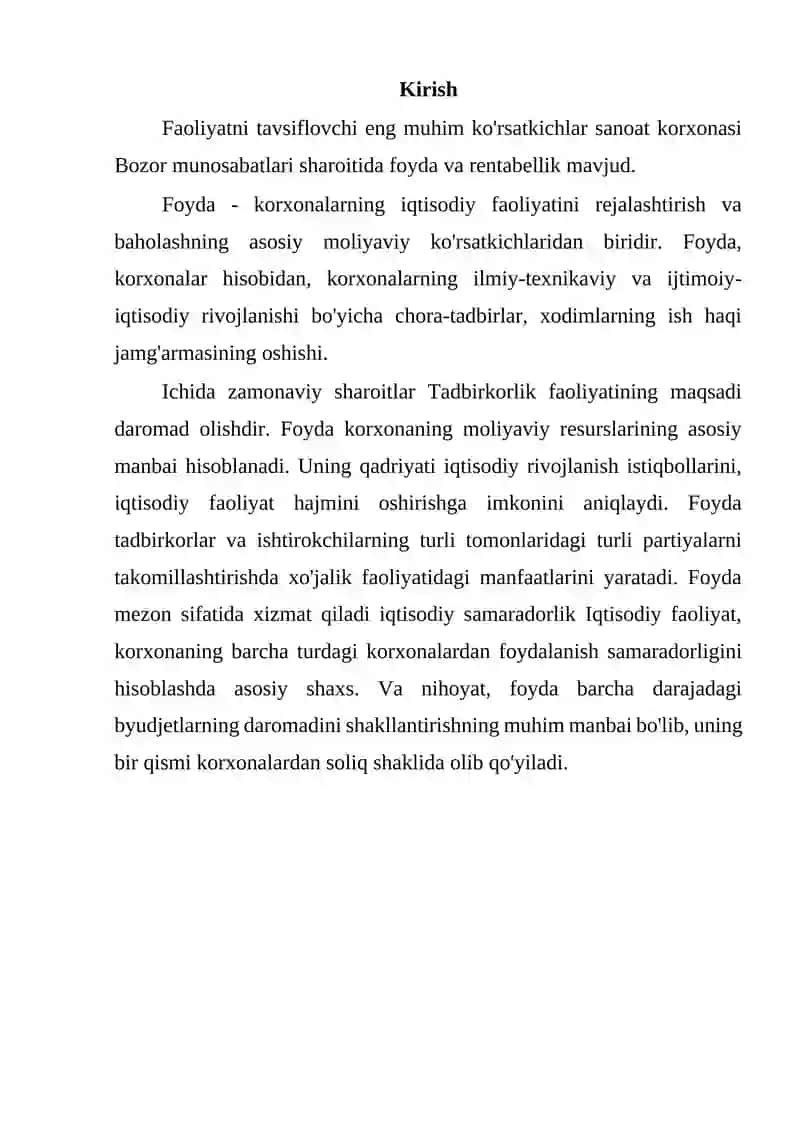 Korxona foydasining taqsimlanishi va ishlatilishi 2
