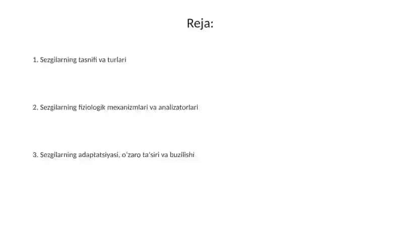 Sezgilarning tasnifi, sezgilarning turlari 2