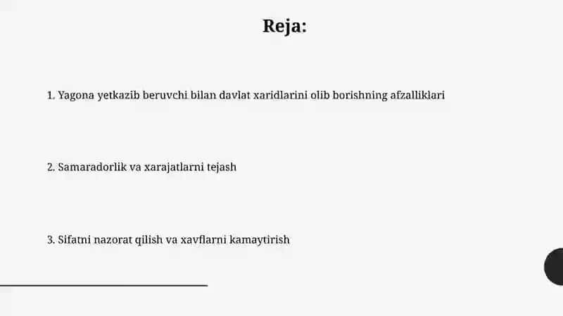 Yagona yetkazib beruvchi bilan davlat xaridini amalga oshirishning afzalliklari 2