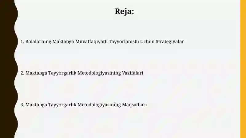 Bolalarni maktabga tayyorlash metodikasi fanining maqsadi va vazifalari 2