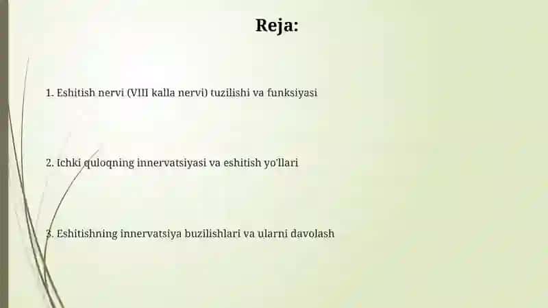 Eshitish organi innervatsiyasining xususiyatlari 2