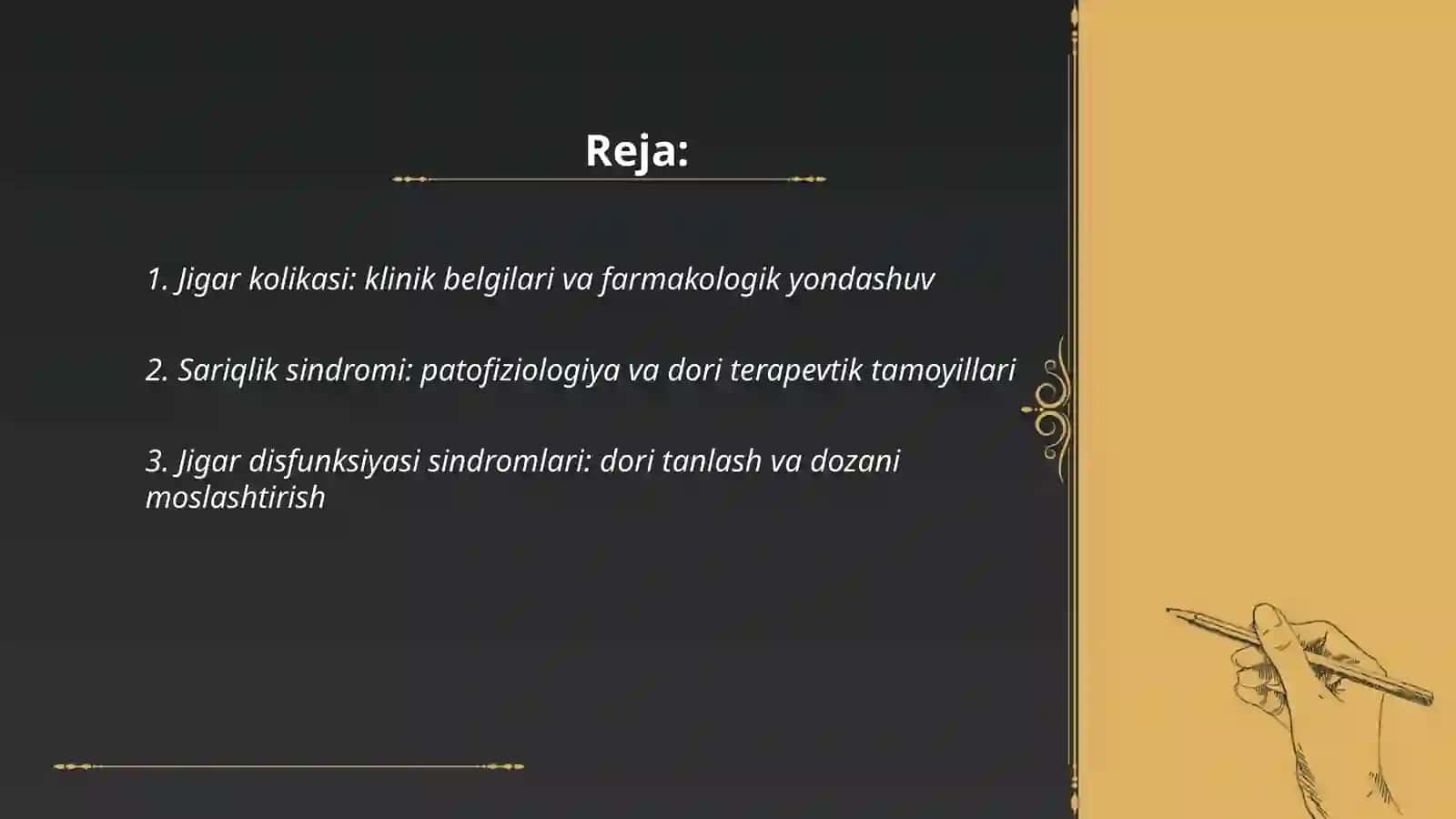 Jigar kolikasi, sariqlik sindromi, jigar disfunksiyasi sindromlarining ratsional terapiyasiga klinik-farmakologik yondashuv 2