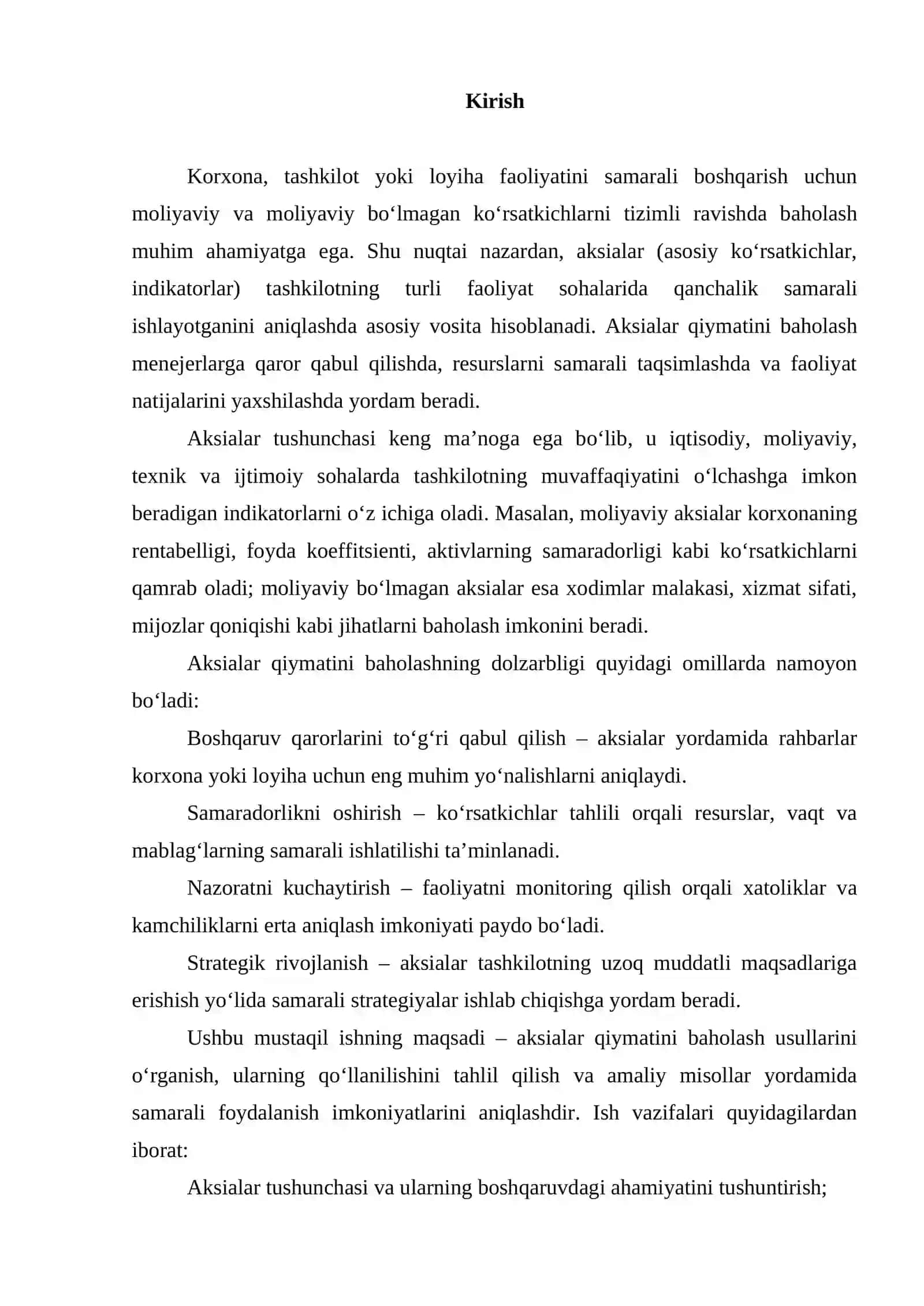 Aksialar qiymatini baxolash usullari va ularning qo'llanilishi 2