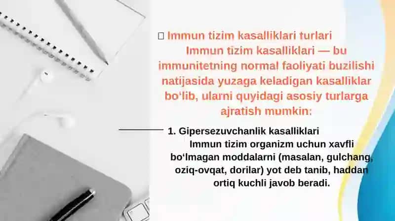 Immun tizim kasalliklari. HLA va uni kasalliklar bilan assotsiatsiyasi. Gipersezuvchanlik.Immuntolerantlik. Autoimmun kasalliklar mexanizmi. Immuntanqislik sindromi. Amiloidoz 2