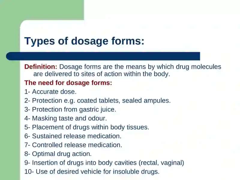 TYPES OF DOSAGE FORMS 2