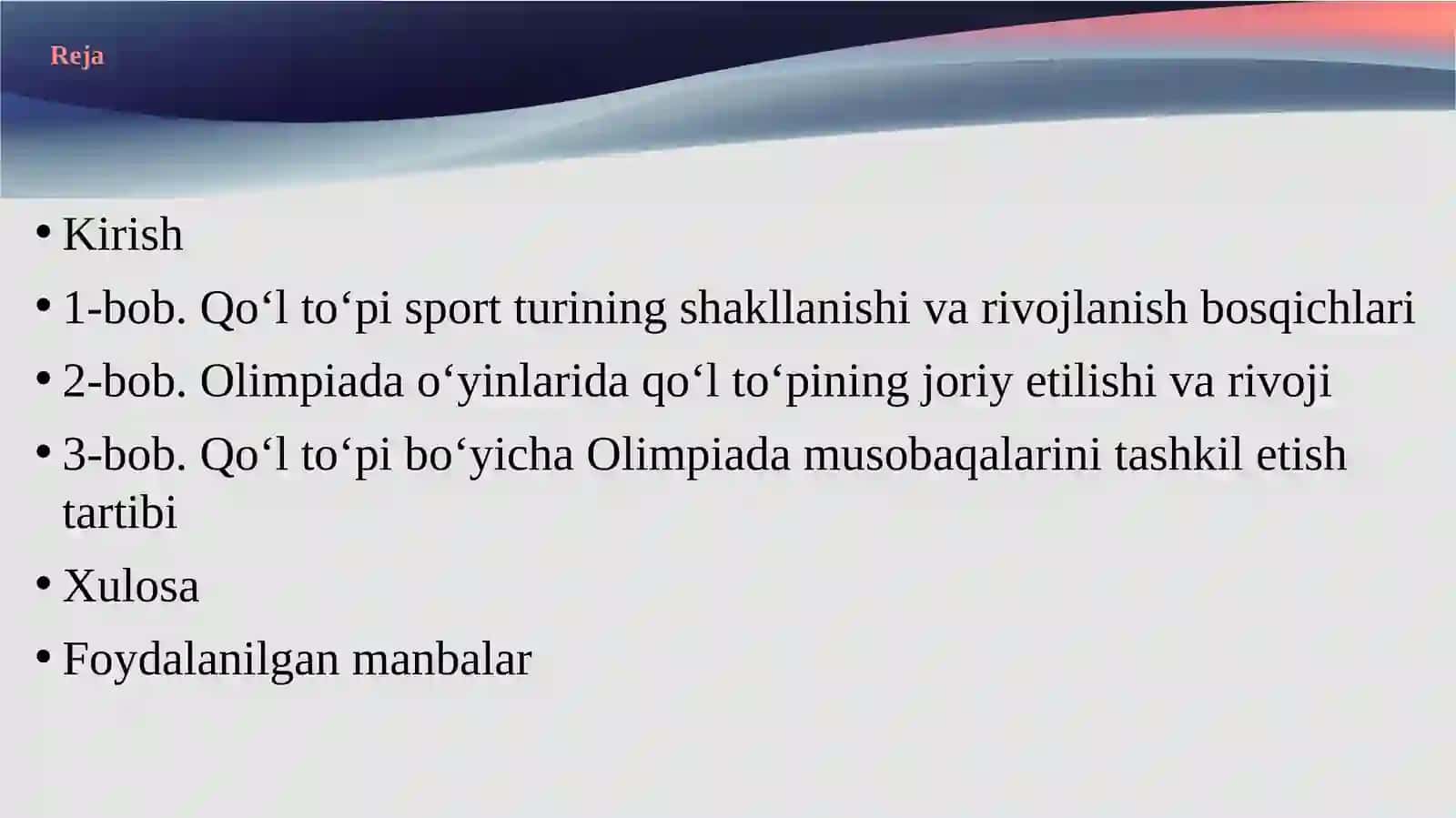 Qo‘l to‘pi bo‘yicha Olimpiada o‘yinlarining o‘tkazilishi 2