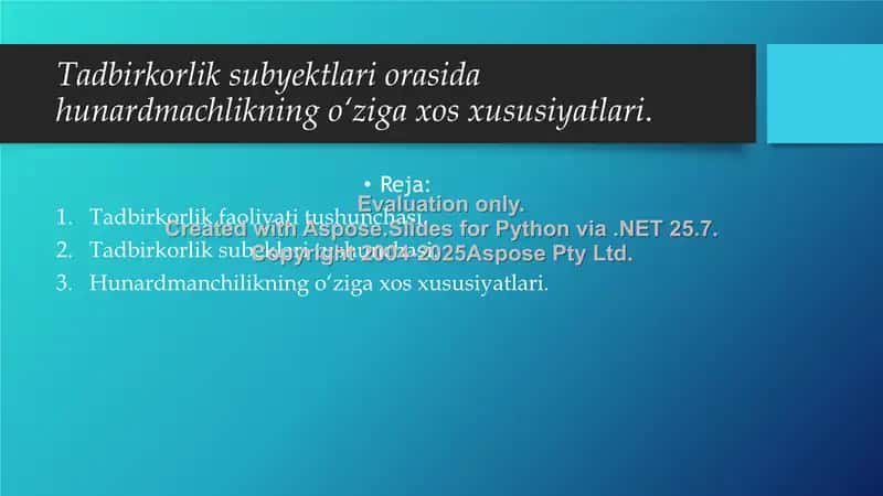 Tadbirkorlik subyektlari orasida hunardmachlikning o‘ziga xos xususiyatlari. 2