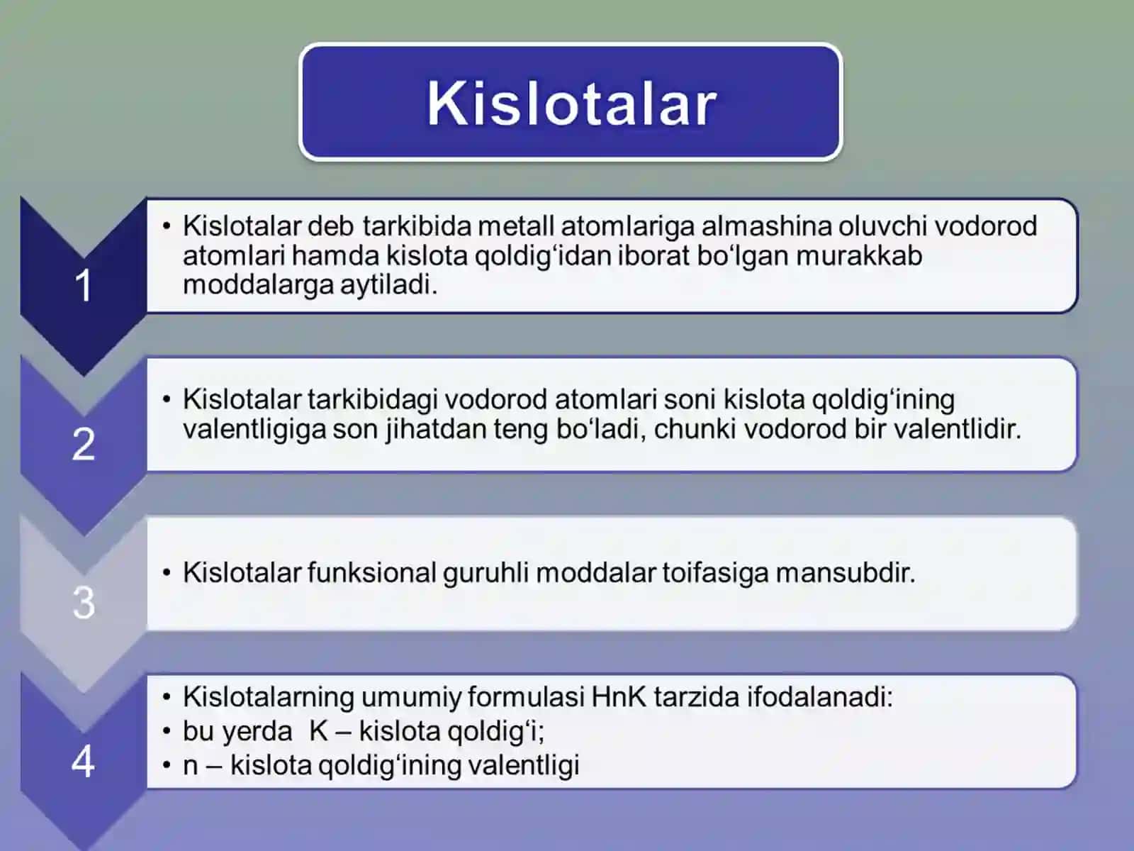 Kislotalar nomlari 2