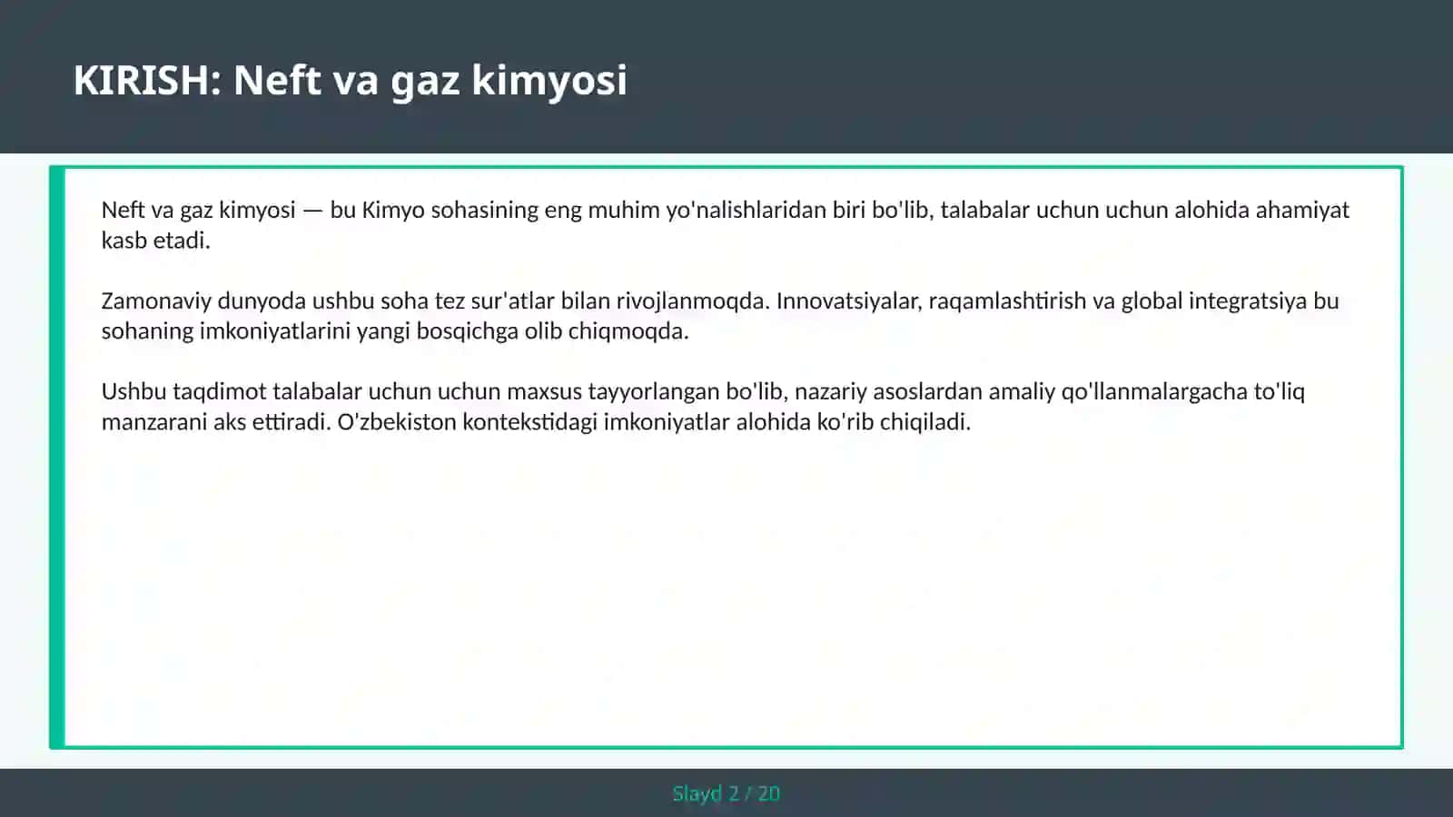 NEFT VA GAZ KIMYOSI 2