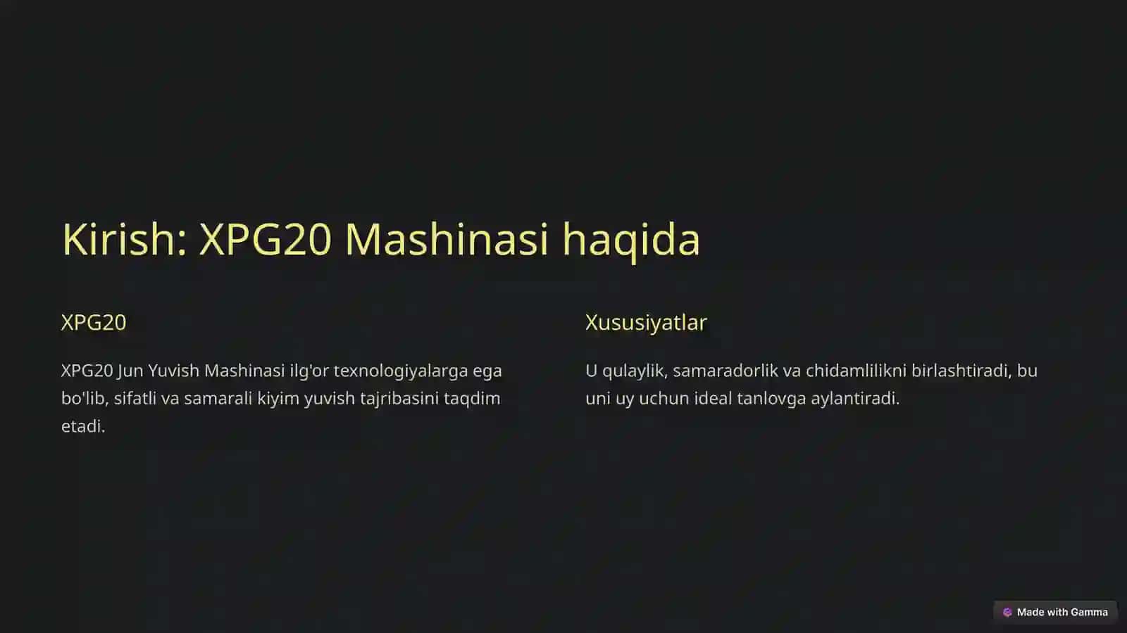 XPG20 Jun Yuvish Mashinasi: Yangi Avlod 2