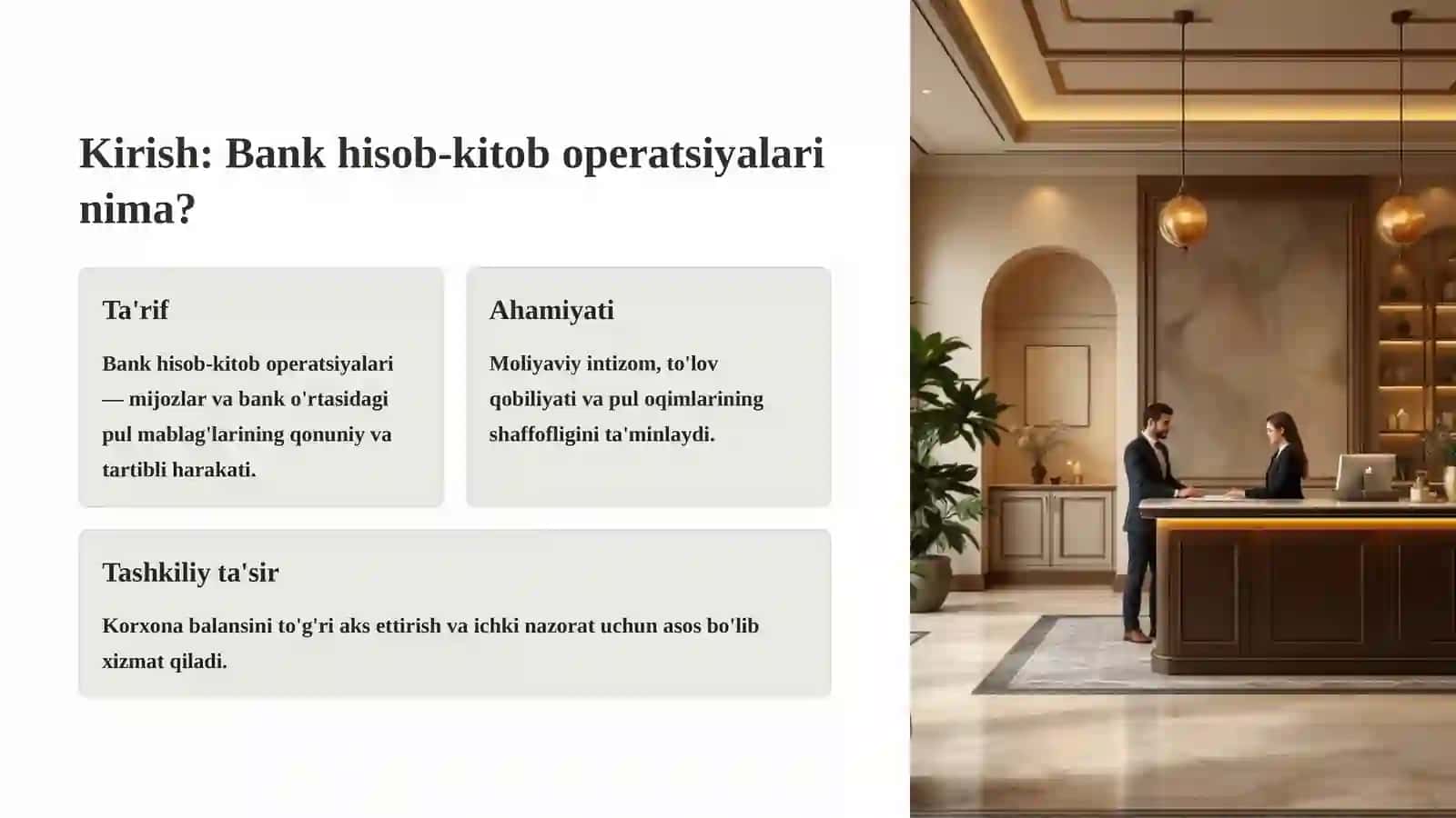 Bankdagi hisob-kitob operatsiyalari hisobi 2