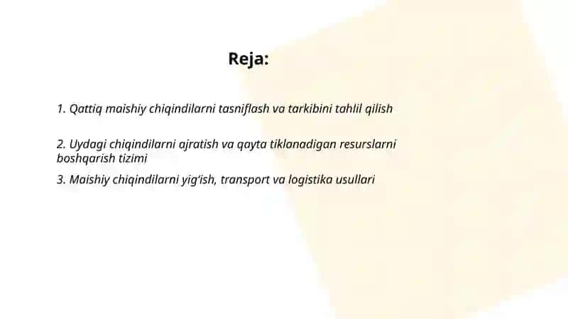 Qattiq maishiy chiqindilarning qayta ishlash va utilizatsiya qilish 2