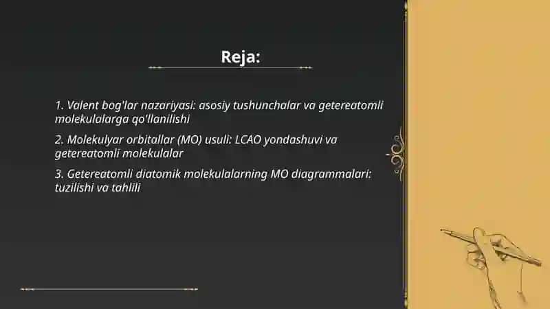 Valent bog'lar nazariyasi 2