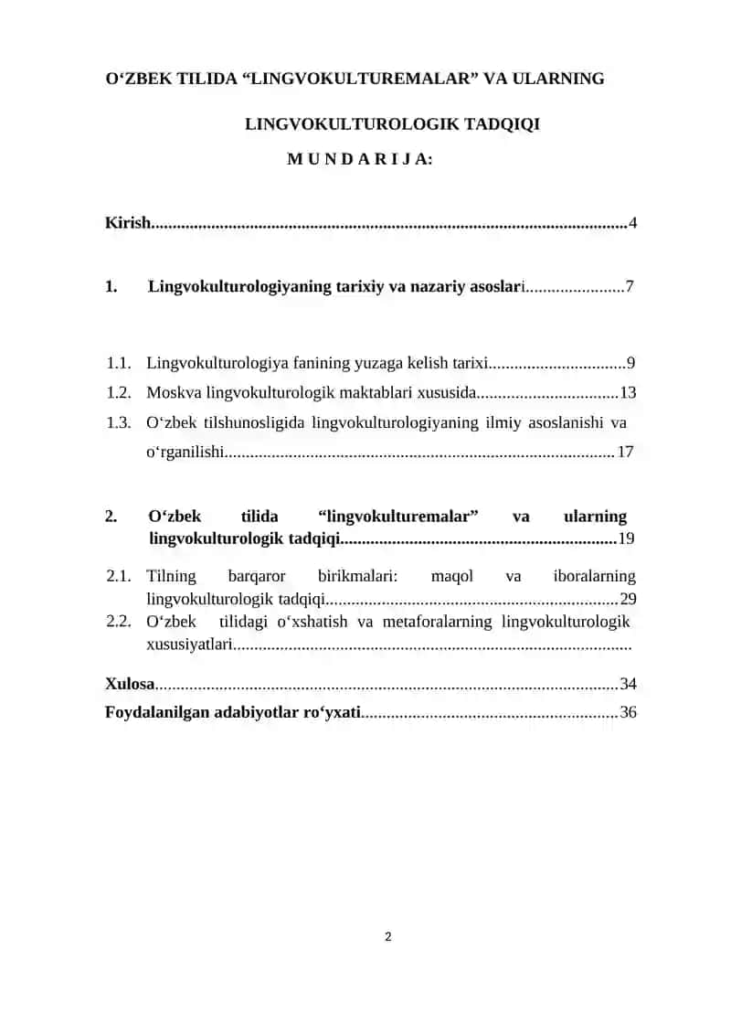 O‘ZBEK TILIDA “LINGVOKULTUREMALAR” VA ULARNING LINGVOKULTUROLOGIK TADQIQI 2