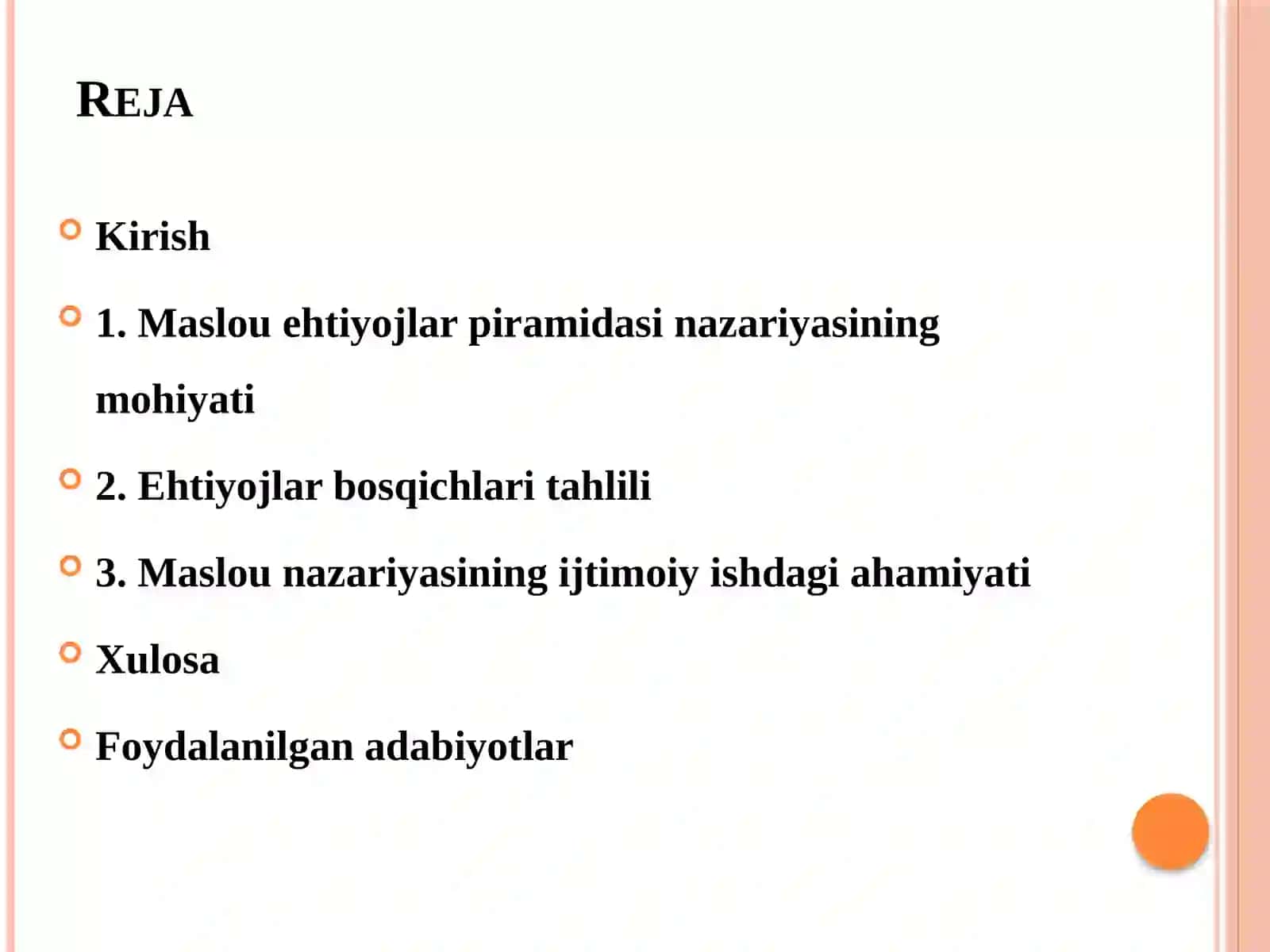Maslou piramidasi (ehtiyojlar piramidasi) 2