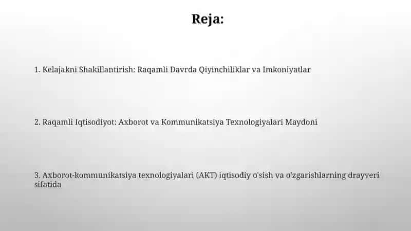 Axborot-kommunikatsiya texnologiyalari (AKT) iqtisodiy o'sish va o'zgarishlarning drayveri sifatida 2