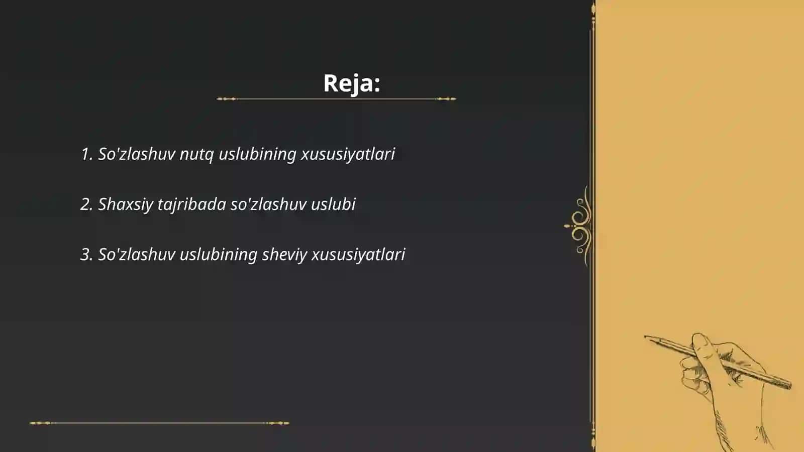 So'zlashuv nutq uslubi.Badiiy asarlardan misollar to'plash 2