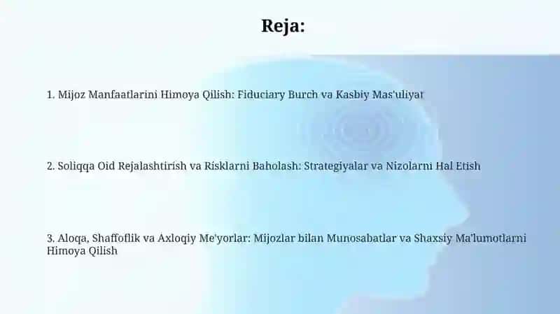 Sudda mijozning maqsadini ko'zlab vakillik qilishda soliq maslahati bo'yicha xizmatlar ko'rsatish 2
